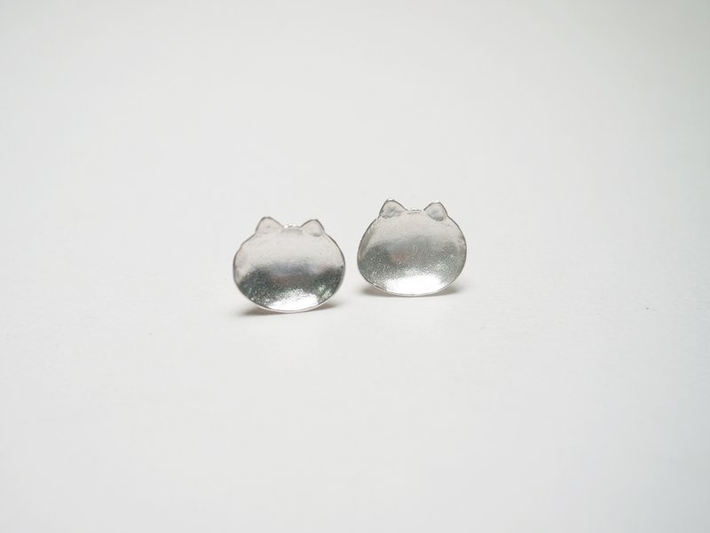 【Animals系列】 #b29 貓頭耳環/ 925銀/ 手工禮物/ 客製化 - 耳環/耳夾/耳骨夾 - 銀 銀色