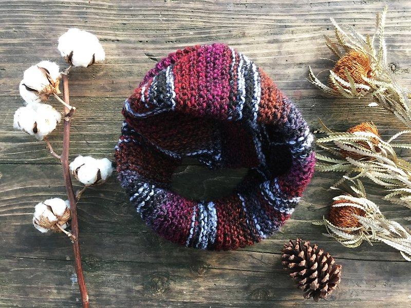 手工編織圍脖--紫米紅豆--禮物/新年 - 絲巾 - 羊毛 紫色