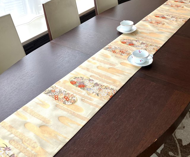 専用◼︎C1101◼︎高級袋帯 正絹 御所風景 平安 テーブルランナー〜約230cm SHE-KIMONO MAT & RUNNER etc. | SHE-KIMONO 伝統美雑貨