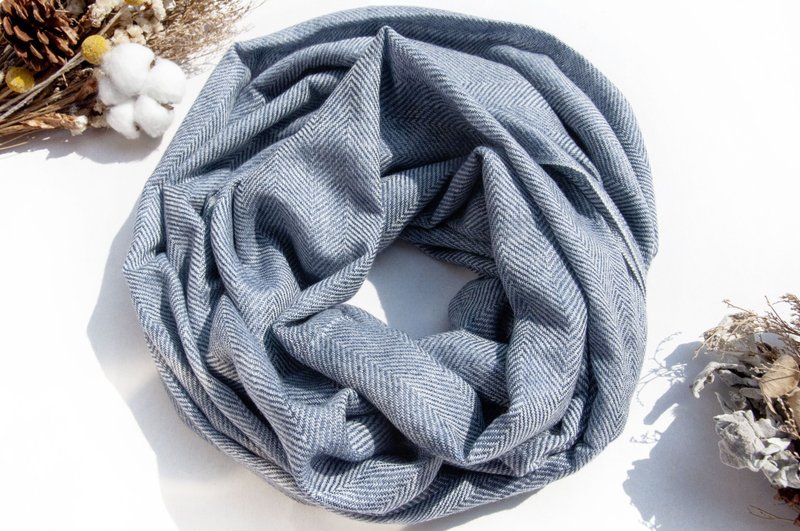 Cashmere knitted scarf pure wool scarf hand knitted scarf knitted scarf - Greece - Knit Scarves & Wraps - Wool Blue