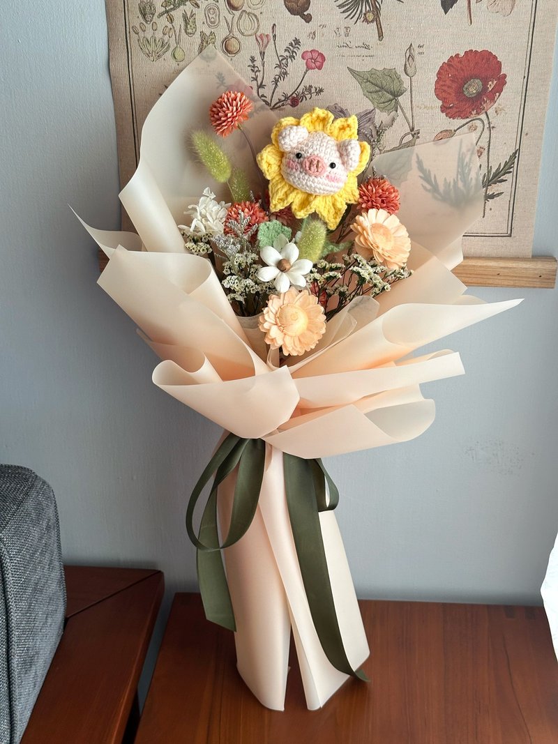 向日葵小豬花束/畢業花束 - 乾燥花/永生花 - 植物．花 
