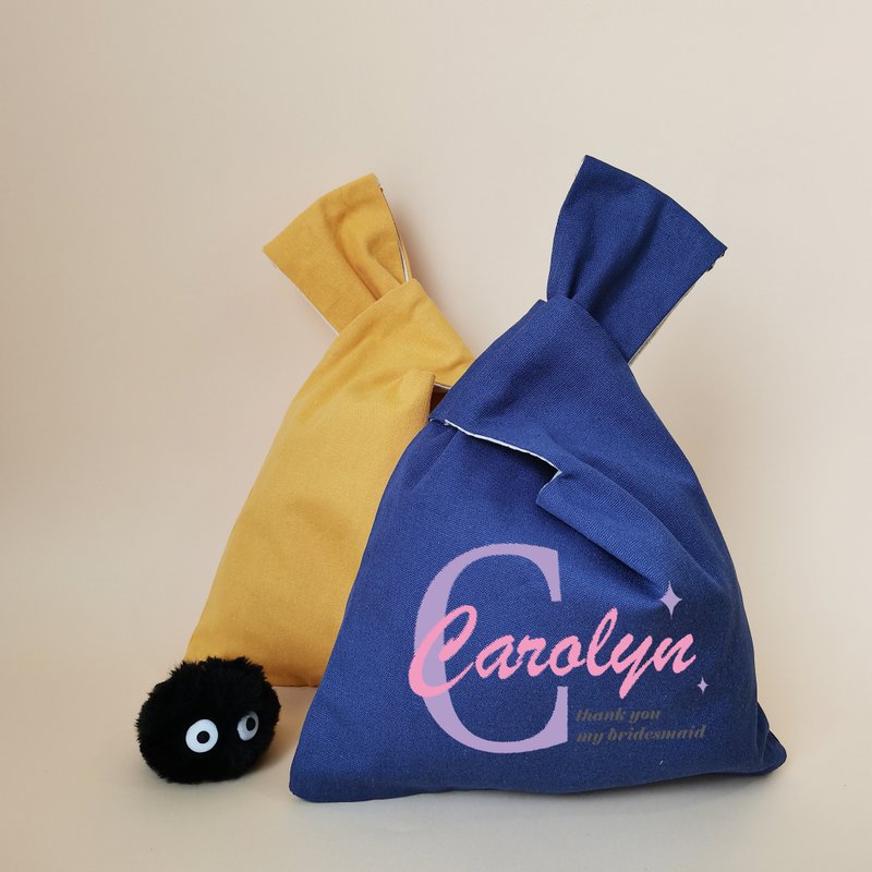 客製帆布包手腕包日式手提帆布袋結婚禮物伴手禮伴娘手袋 - 手提包/手提袋 - 棉．麻 