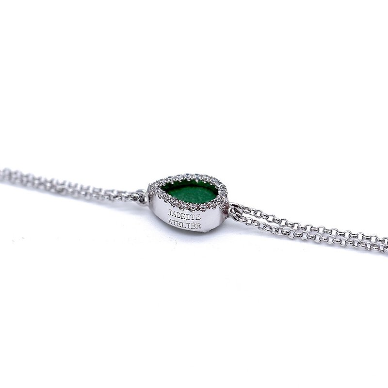 Natural Green Jade Bracelet - สร้อยข้อมือ - หยก สีเขียว