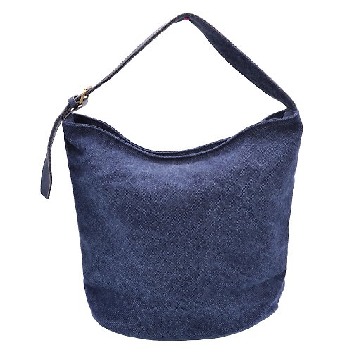 Greenies&Co Leather base canvas bag Navy color