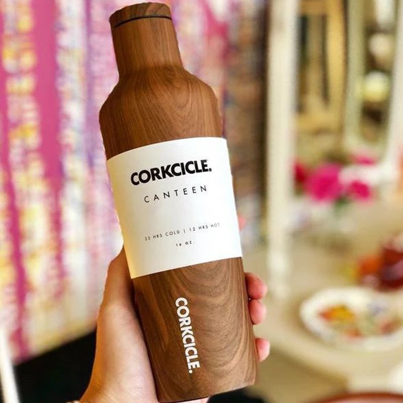 #減塑生活 CORKCICLE Wood系列 三層真空易口瓶-470ml 胡桃木 - 保溫瓶/保溫杯 - 不鏽鋼 咖啡色