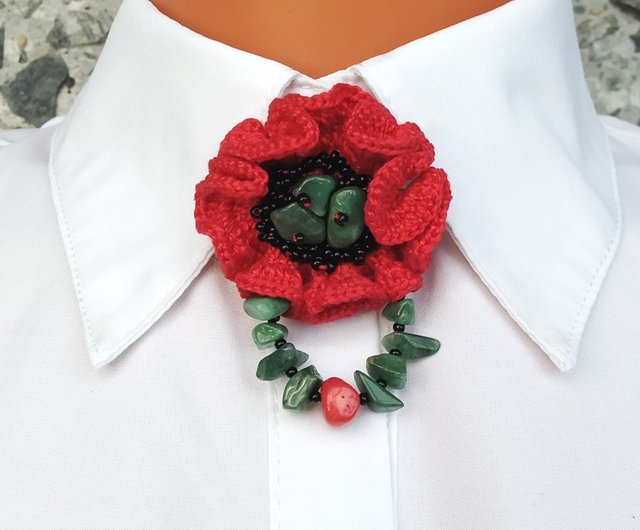 Red Brooch Flower, Brooch for Women, Brooch Pin for Women, Dress