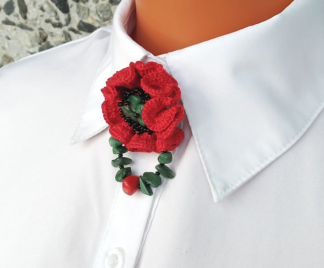 Red Brooch Flower, Brooch for Women, Brooch Pin for Women, Dress