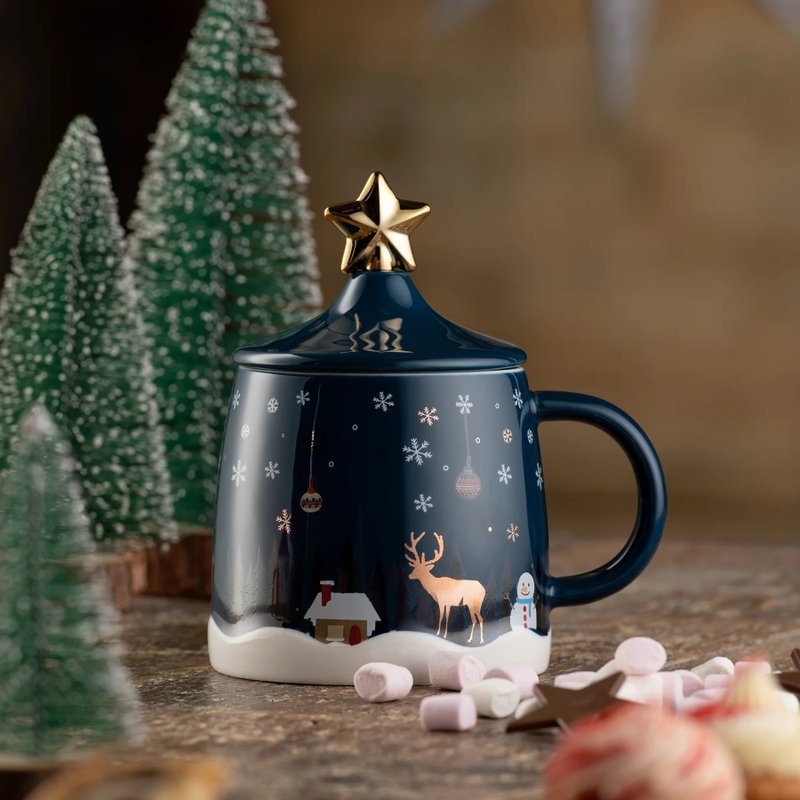 Ireland Belleek Living Christmas Series Christmas Night Mug + Stirring Stick 350ml - แก้วมัค/แก้วกาแฟ - เครื่องลายคราม สีแดง