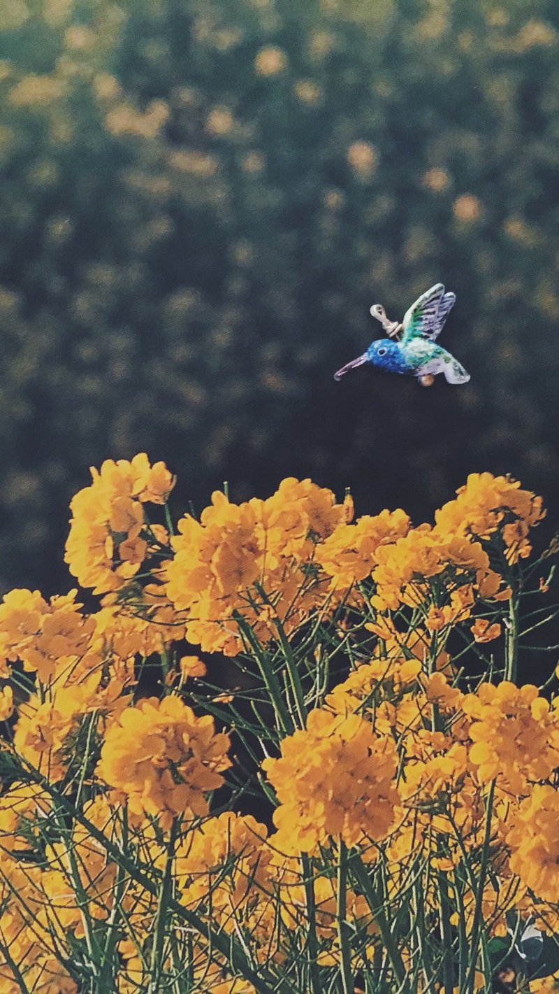 手繪墜子 - 蜂鳥 / hummingbird / ハチドリ - 其他 - 銅/黃銅 藍色