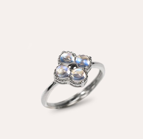 安的珠寶 AND Jewel AND 月光石 藍色 圓形 4mm 戒指 和諧系列 Blossom 天然寶石