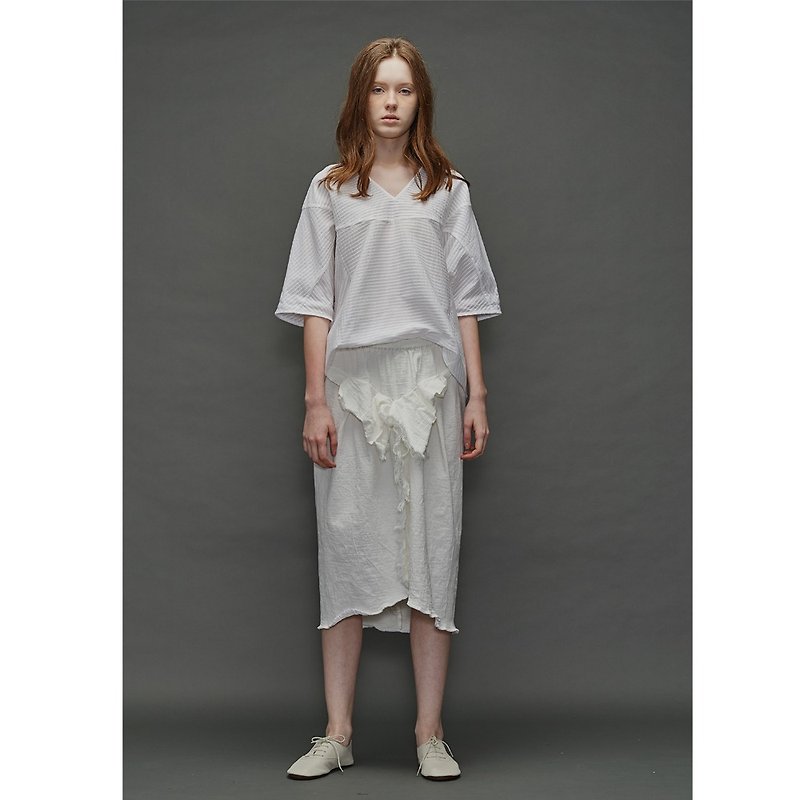 1701F0713 ( 前荷葉窄裙 ) - 裙子/長裙 - 其他材質 白色