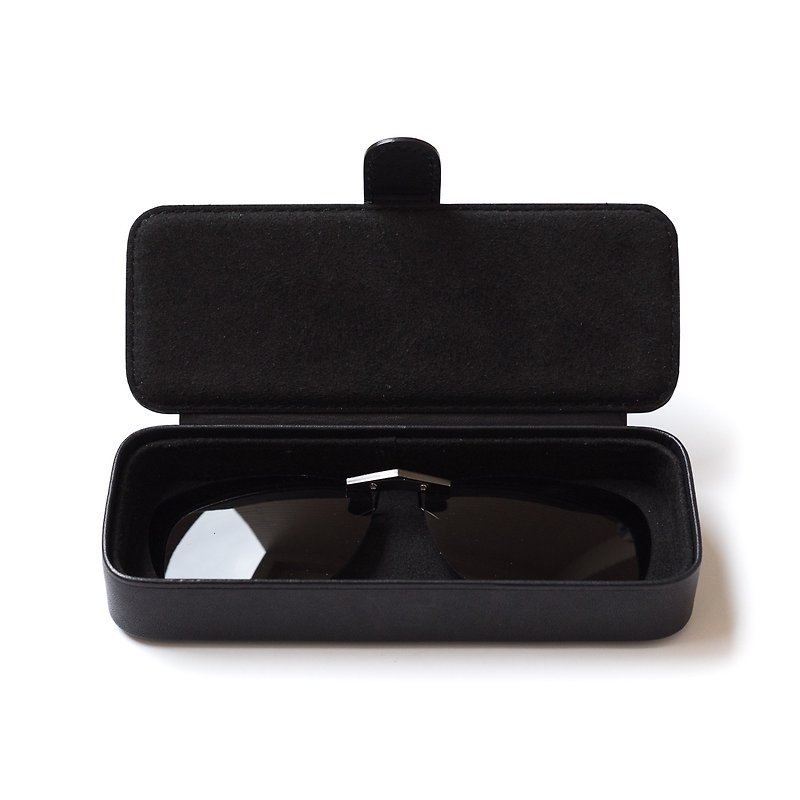Patina leather handmade custom glasses box. Pencil case. Seal box - Pencil Cases - Genuine Leather Black