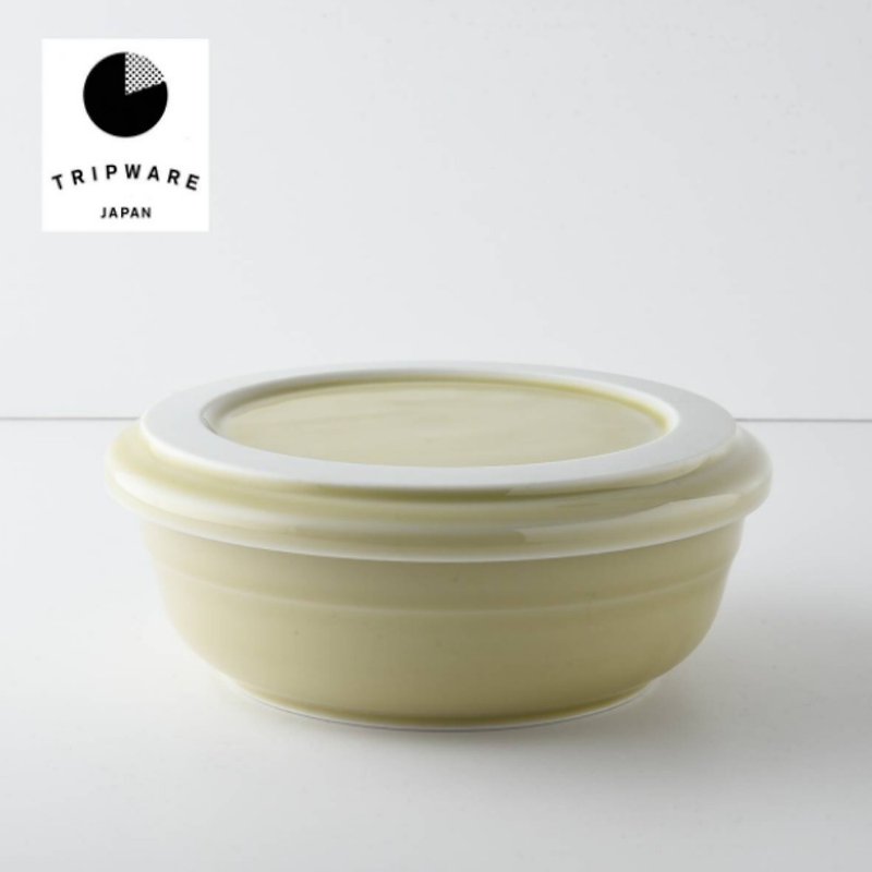 【Trip Ware Japan】圓碗蓋組 日本製 美濃燒 (象牙米) - 盤子/餐盤 - 陶 