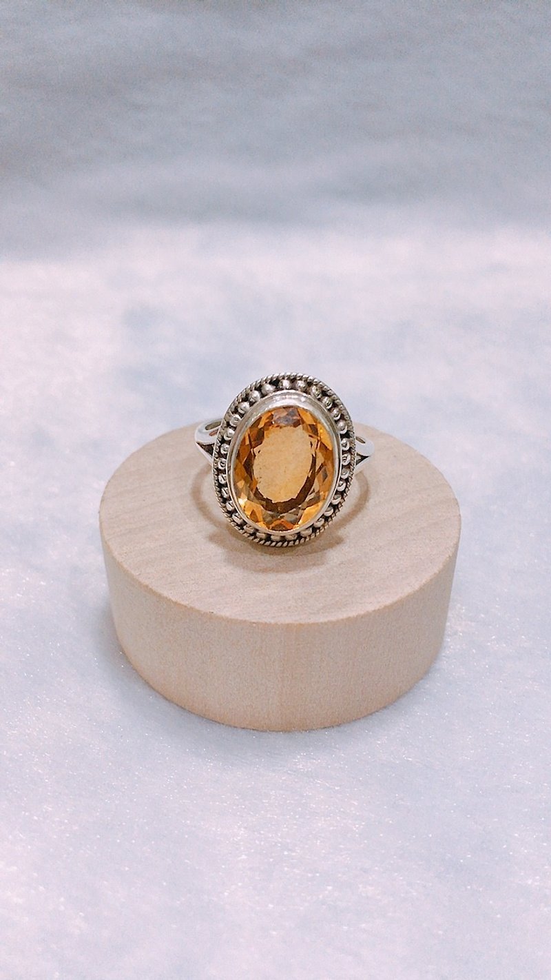 黃水晶 戒指 尼泊爾 手工製 925純銀材質 - 戒指 - 寶石 