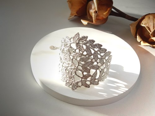 S.Lee Metal Art & Jewellery S Lee 蕾絲創作系列 桂冠葉紋 手鍊/手環 (925銀 )