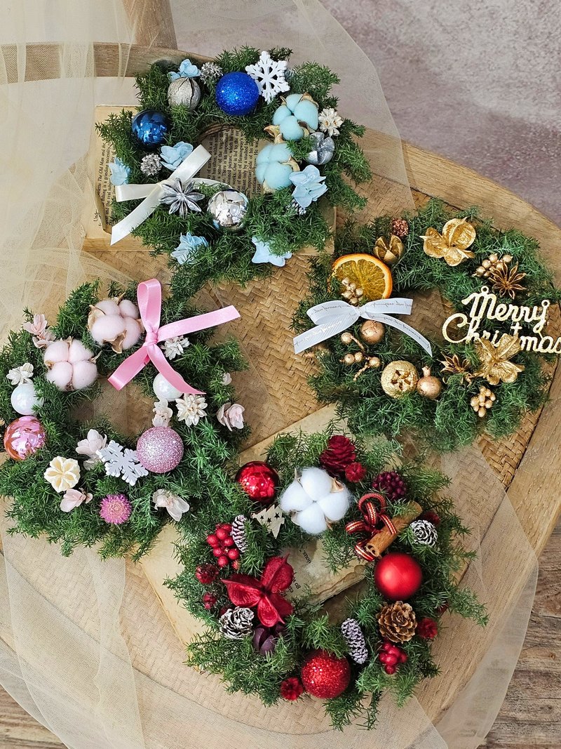 材料包 | 永生聖誕花圈  15公分 交換禮物 聖誕節 - 花藝/盆栽/植栽 - 植物．花 多色