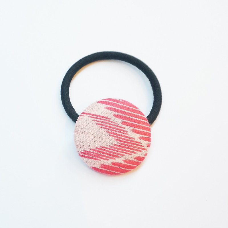 Sienna bag button elastic black hair ring black bracelet - เครื่องประดับผม - ผ้าฝ้าย/ผ้าลินิน สึชมพู