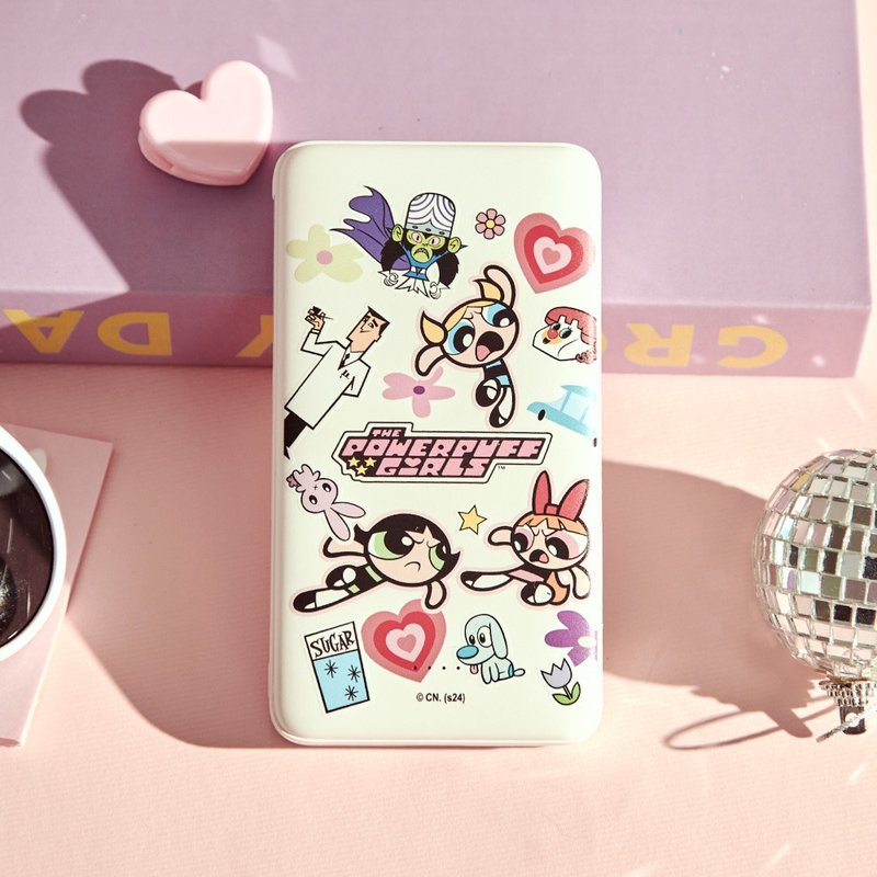 Powerpuff Girls Sticker Flower Dual-Line Fast Charging 10000mAh Power Bank - ที่ชาร์จ - พลาสติก สีใส