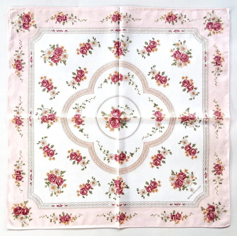 Royal Doulton Vintage Handkerchief Floral Woven Pink 23 x 23 inches - 絲巾 - 棉．麻 粉紅色