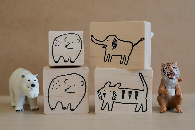 【Hand Engraved Stamp】Zoo Series - Stamps & Stamp Pads - Rubber 