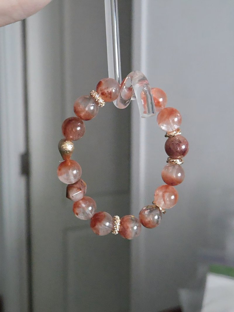 精品老礦異象紅兔毛團兔毛 紅兔毛水晶11mm淨化 磁場療癒能量 - 手鍊/手環 - 水晶 紅色