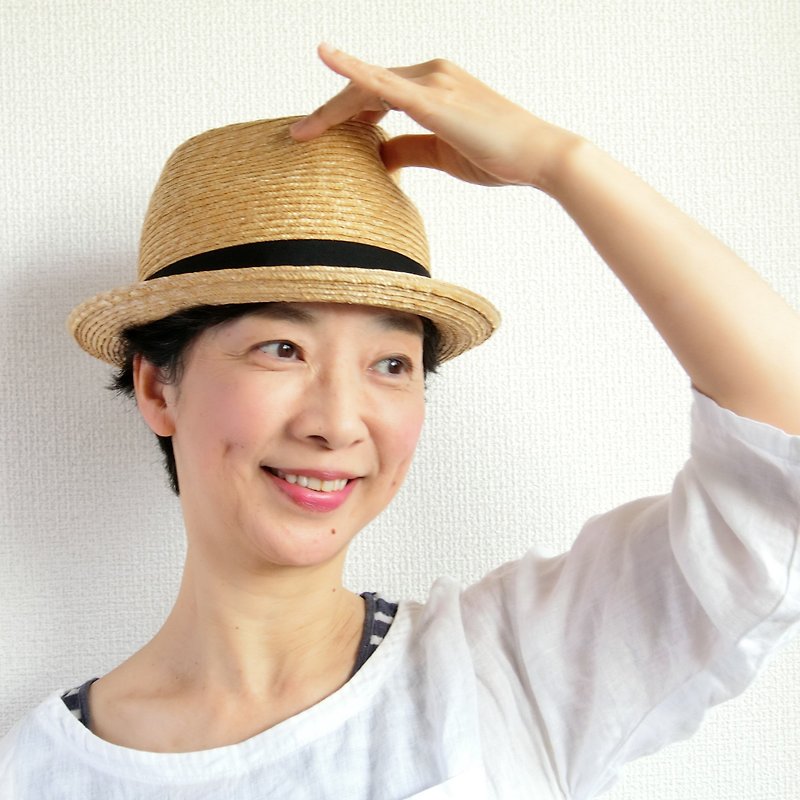 straw hat - หมวก - วัสดุอีโค สีนำ้ตาล