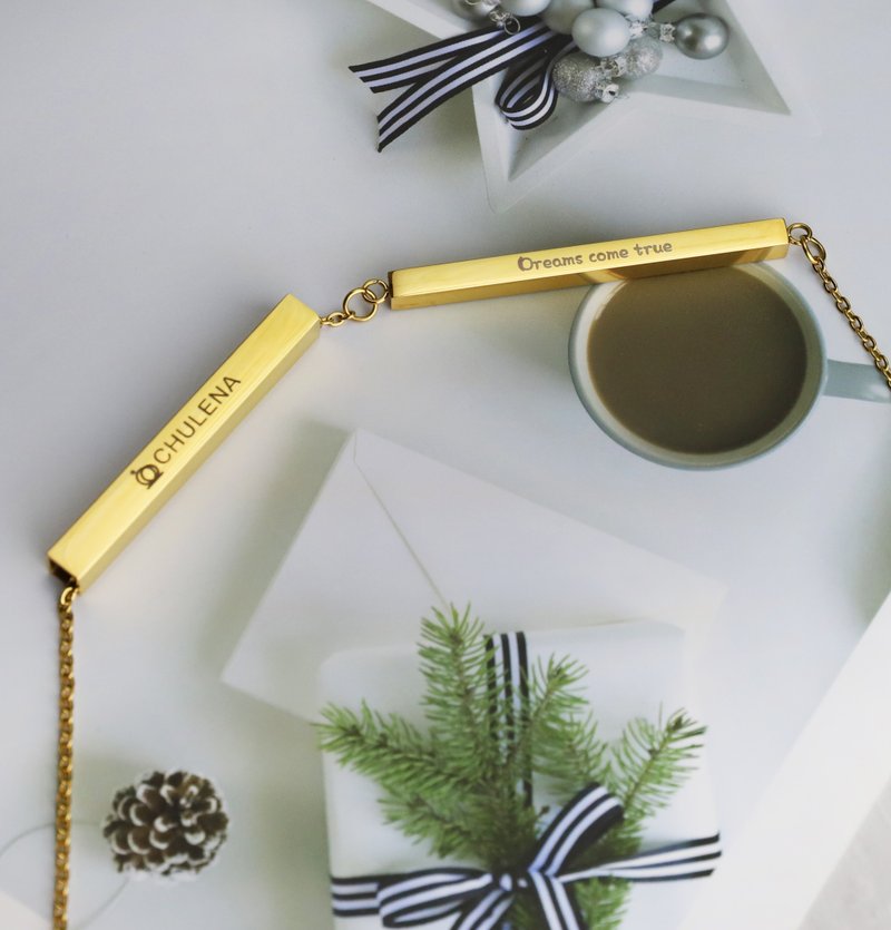 【客製】小祕密項鍊 不鏽鋼 / 金色 / 可刻字 - 項鍊 - 不鏽鋼 金色