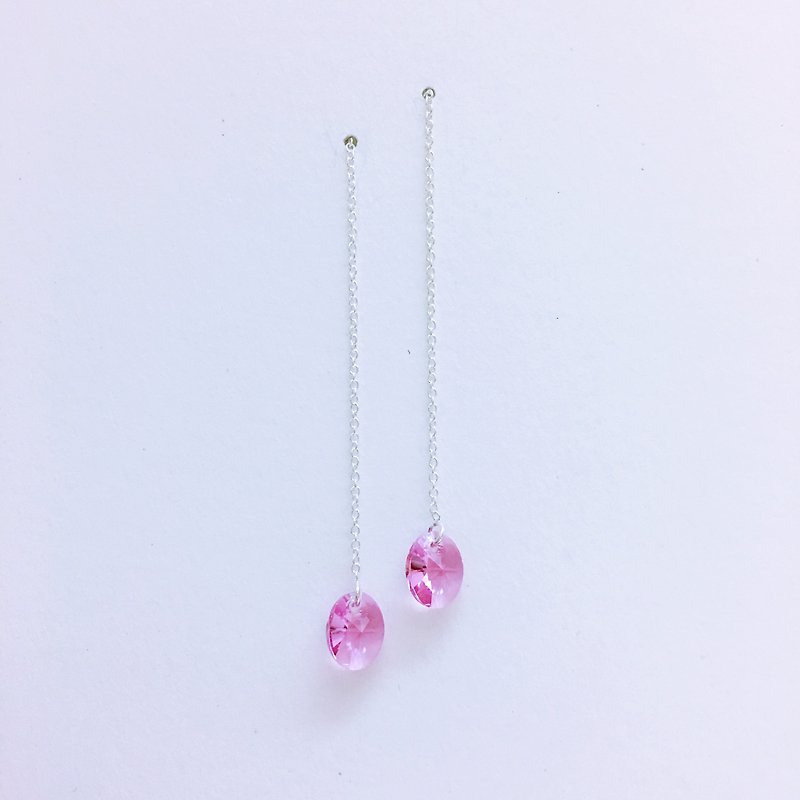Pink Shimmer Earrings S925 Sterling Silver Earrings Anti Allergy - ต่างหู - เงินแท้ สึชมพู