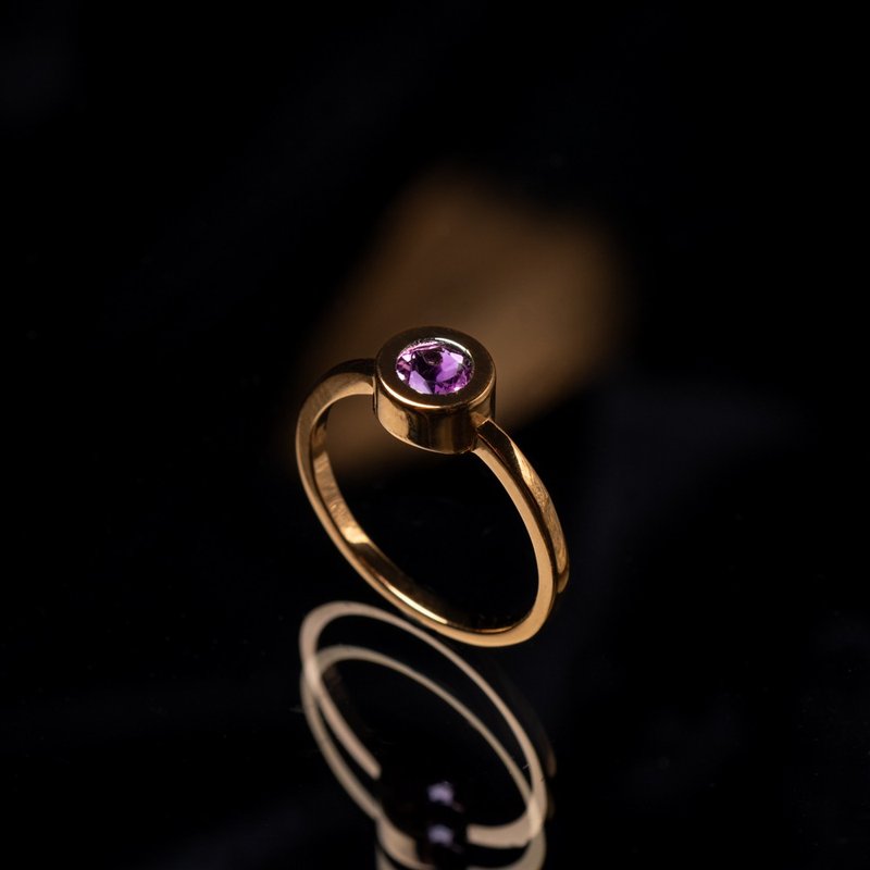 Qiguang Music l thick Bronze plated 18k gold ring R0006 - แหวนทั่วไป - ทองแดงทองเหลือง 