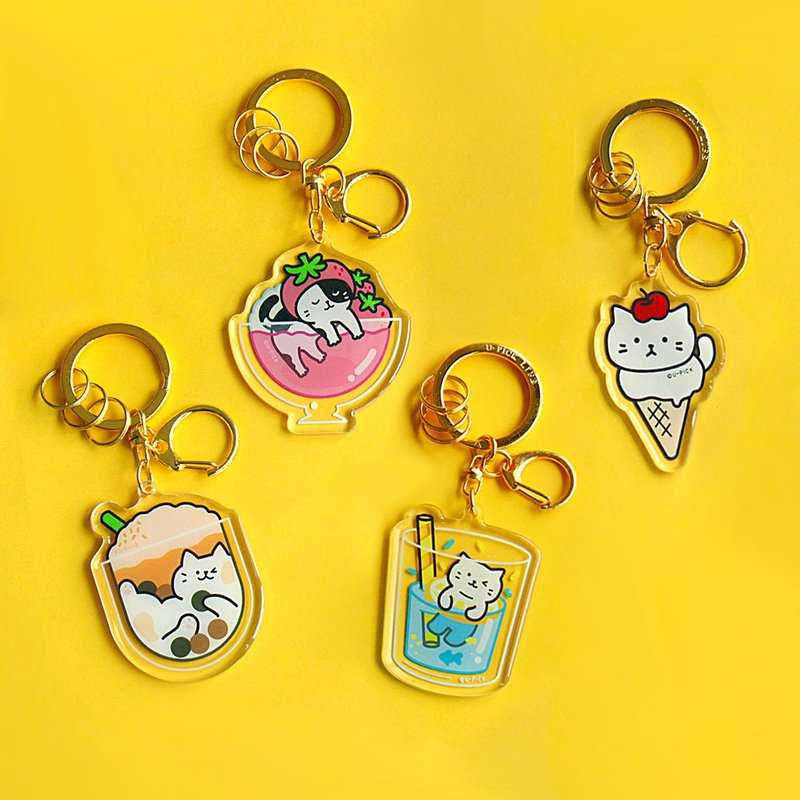 U-PICK original product life cute acrylic keychain ornaments cat ice room bag ornaments ornaments - Keychains - Acrylic Multicolor