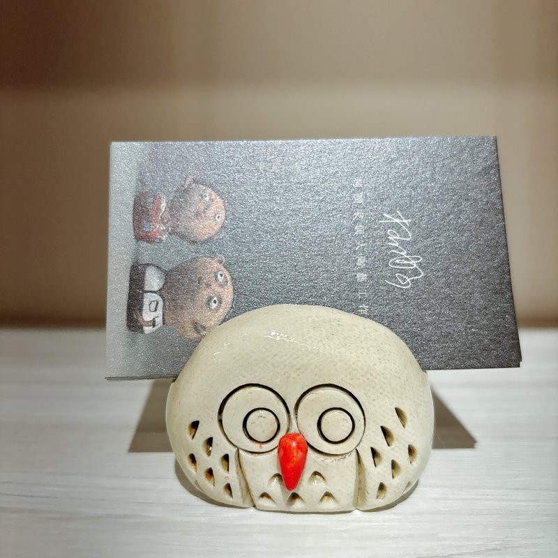 Owl hand pinch business card holder business card holder - Card Stands - Pottery 