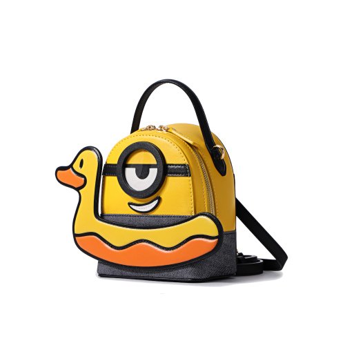 ミニオンズデニムとカーフレザーのバックパック - ショップ FION