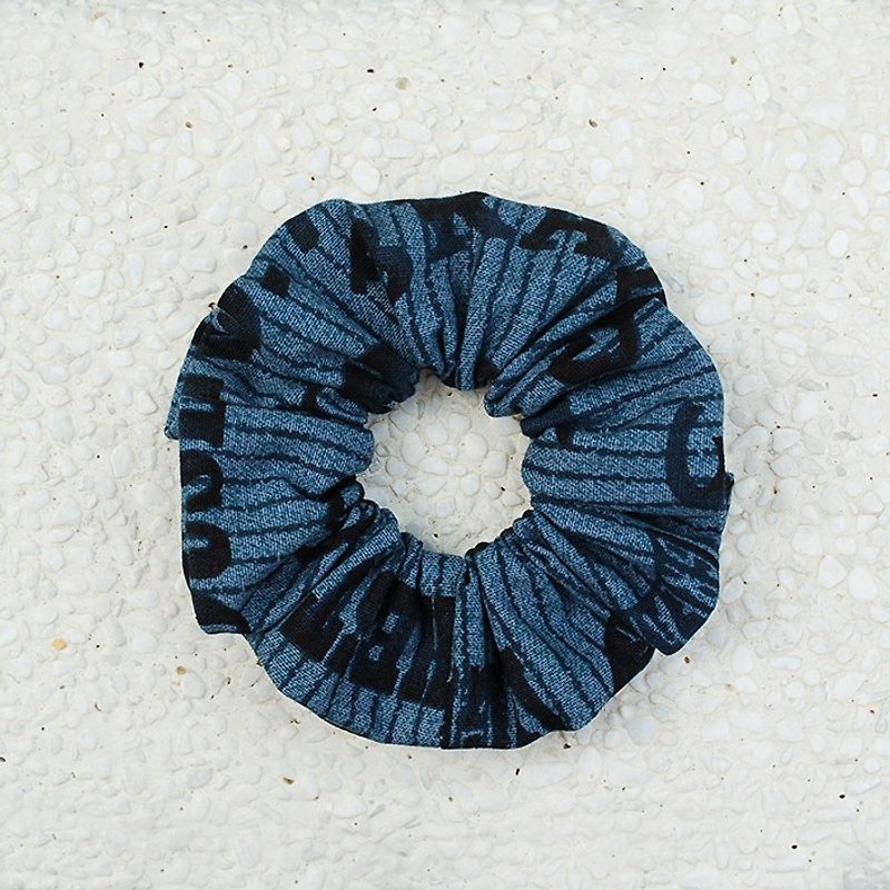 American printed hair bundle / large intestine ring donut hair ring - เครื่องประดับผม - ผ้าฝ้าย/ผ้าลินิน สีน้ำเงิน