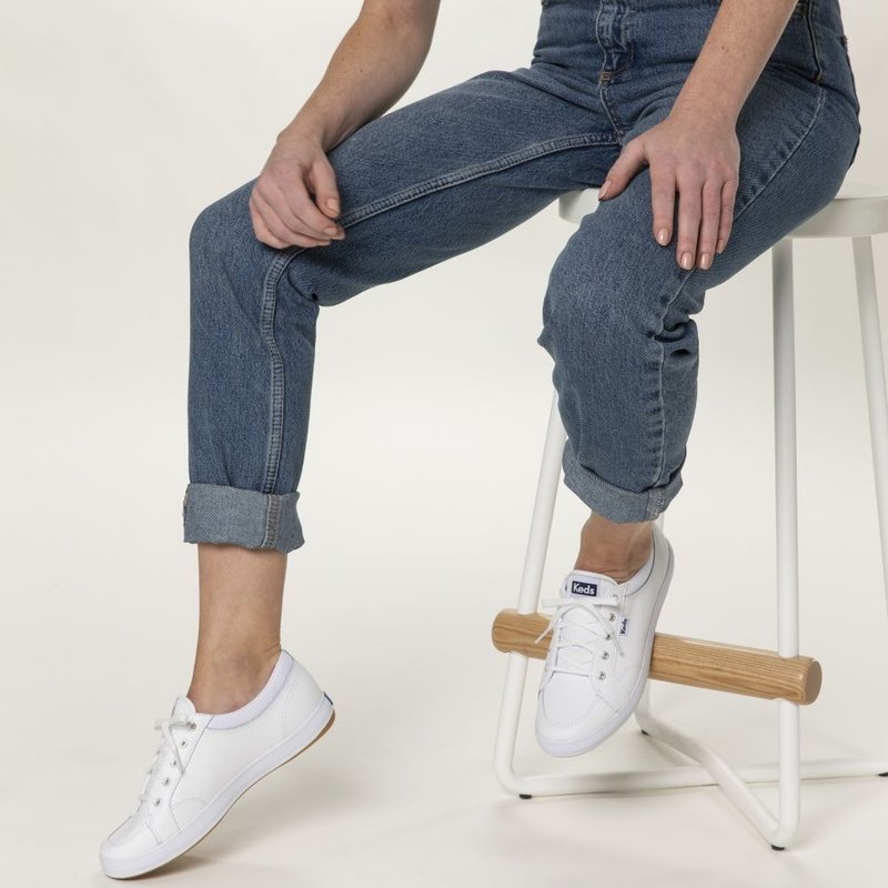 Keds CENTER LEATHER 經典皮革休閒鞋 冰川白 WH60854 - 女款休閒鞋 - 其他材質 