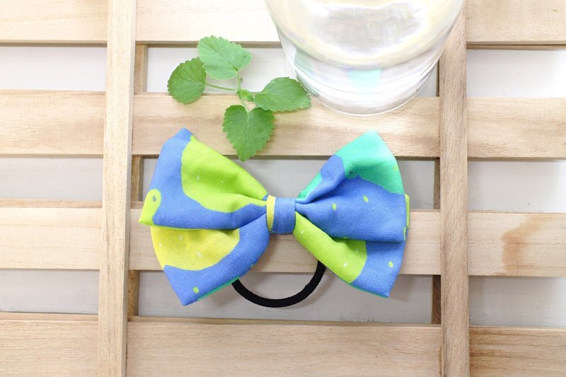 Sweet and sour flavor - Bow hair tie - Phancy'sX Honshimasha fabric - เครื่องประดับผม - ผ้าฝ้าย/ผ้าลินิน สีน้ำเงิน