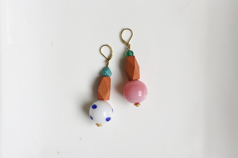 Inspiration glass wood tone natural stone earrings from marimekko - Earrings & Clip-ons - Other Metals Multicolor