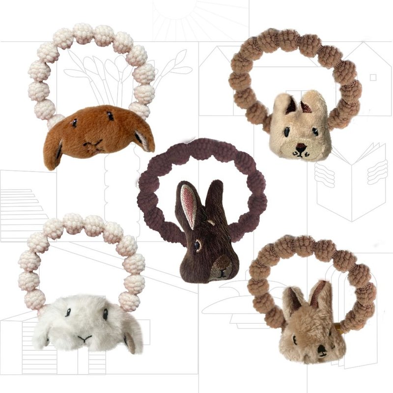 Hair ties rabbit team / rubber band / hair organizer / bunny - 髮圈/髮夾 - 其他材質 卡其色