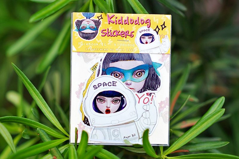 Kiddodog sticker pack - Set of 5 - Fancy girl Character - Cute stickers - 貼紙 - 紙 多色