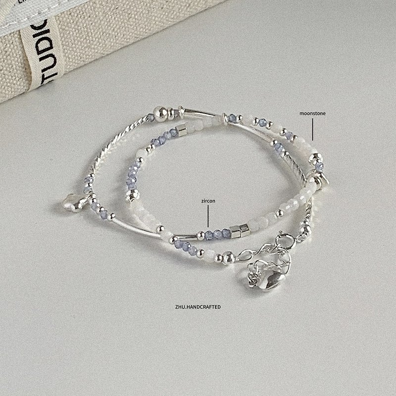 Zhu.handcrafted__Vila__sterling silver/simple/natural stone - Bracelets - Sterling Silver 