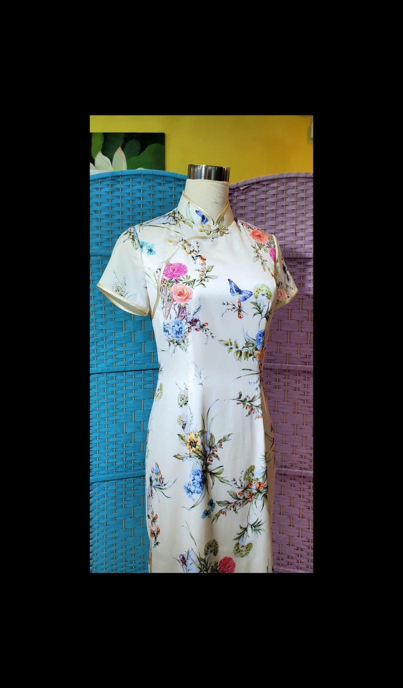 花式旗袍 VINTAGE 悅裳 港式 復古旗袍 長裙 連身裙 - 旗袍/改良式旗袍 - 棉．麻 白色