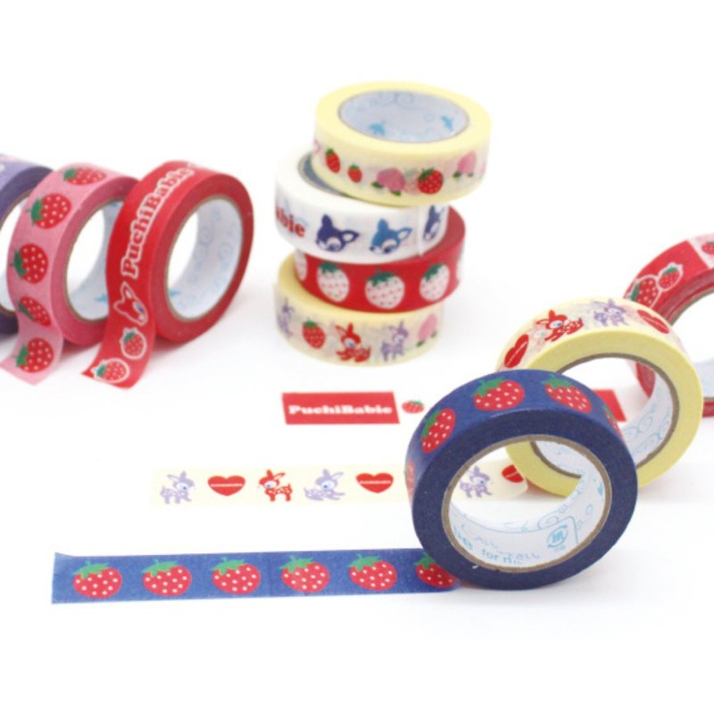 Puchi Babie Mini Craft Tape 1.5cm×10m Cute Present Gift Decolation Character - 紙膠帶 - 紙 多色