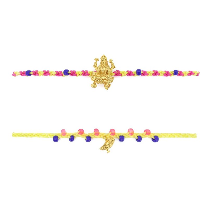 Tridevi Lakshmi Colorful SET Bracelets - two bracelets. - 手鍊/手環 - 純銀 金色