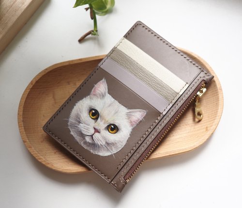 Leatherable 皮革生活選物 客製化 手繪皮革 拉鏈卡包/ 拉鏈夾/ 錢包 寵物