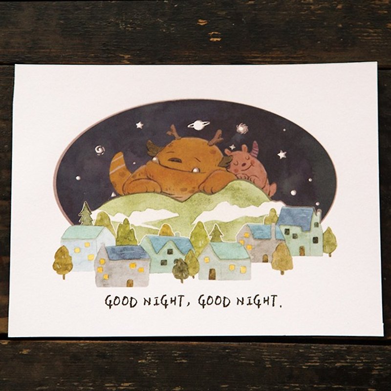 Goodnight Goodnight Temperature Sense Post Card - by Koopa - การ์ด/โปสการ์ด - กระดาษ สีน้ำเงิน