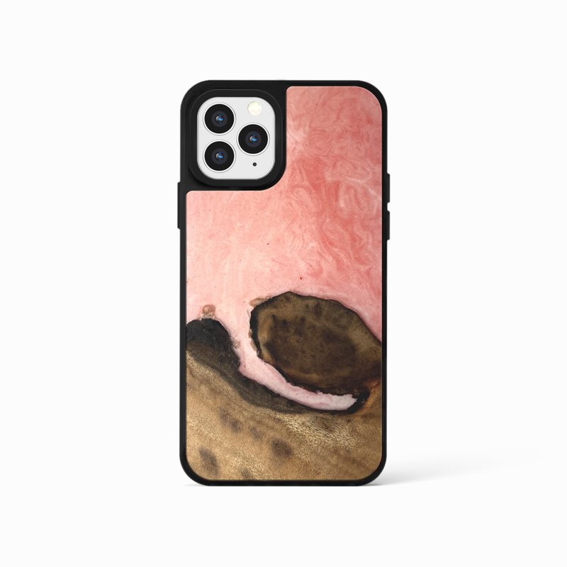 iPhone 13/14/15/16 epoxy wooden resin phone case - Pink Haze V - เคส/ซองมือถือ - ไม้ สึชมพู