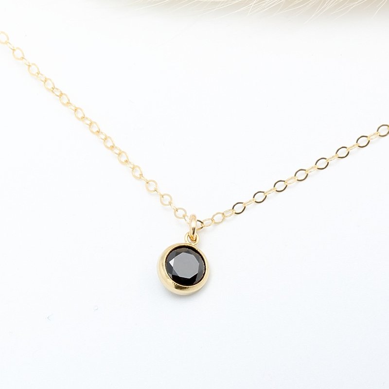 14KGF Gold filled CZ Black gold zircon necklace Valentine's Day gift - สร้อยคอ - เครื่องเพชรพลอย สีดำ