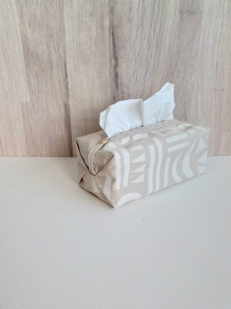 [ITS/Double Tissue Tissue Cover] Exotic geometric pattern, French glitter, and a lanyard can be purchased! - Tissue Boxes - Cotton & Hemp Khaki