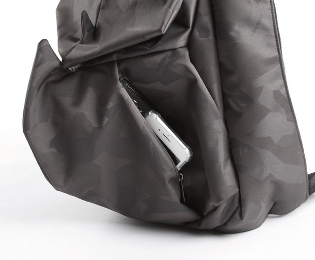 新品　未使用　ブラックカモフラライノ(L)＿バックパック ブラックリュック ORIBAGU折り紙バッグ＿ブラックカモフラライノ(L)＿バックパック