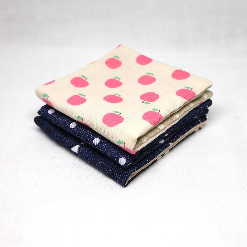 Japanese Handmade 6 layer of gauze mini-handkerchief/ 3 pieces in 1unit - Bibs - Cotton & Hemp Blue