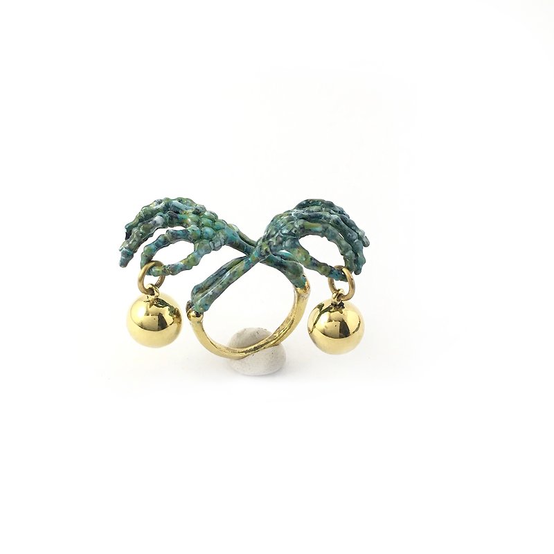 Zodiac Scaly bone ring is for Libra in Brass and Patina color ,Rocker jewelry ,Skull jewelry,Biker jewelry - 戒指 - 其他金屬 